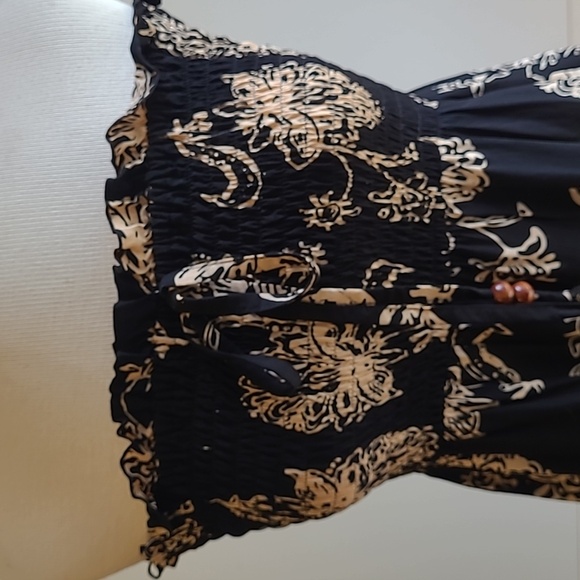 Santiki sundress, medium, black with cream flowers. - Picture 2 of 6